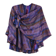 Rapti 100% Cashmere Rectangle Stripes Reversible Loop Shawl (#10) PURP/ROY