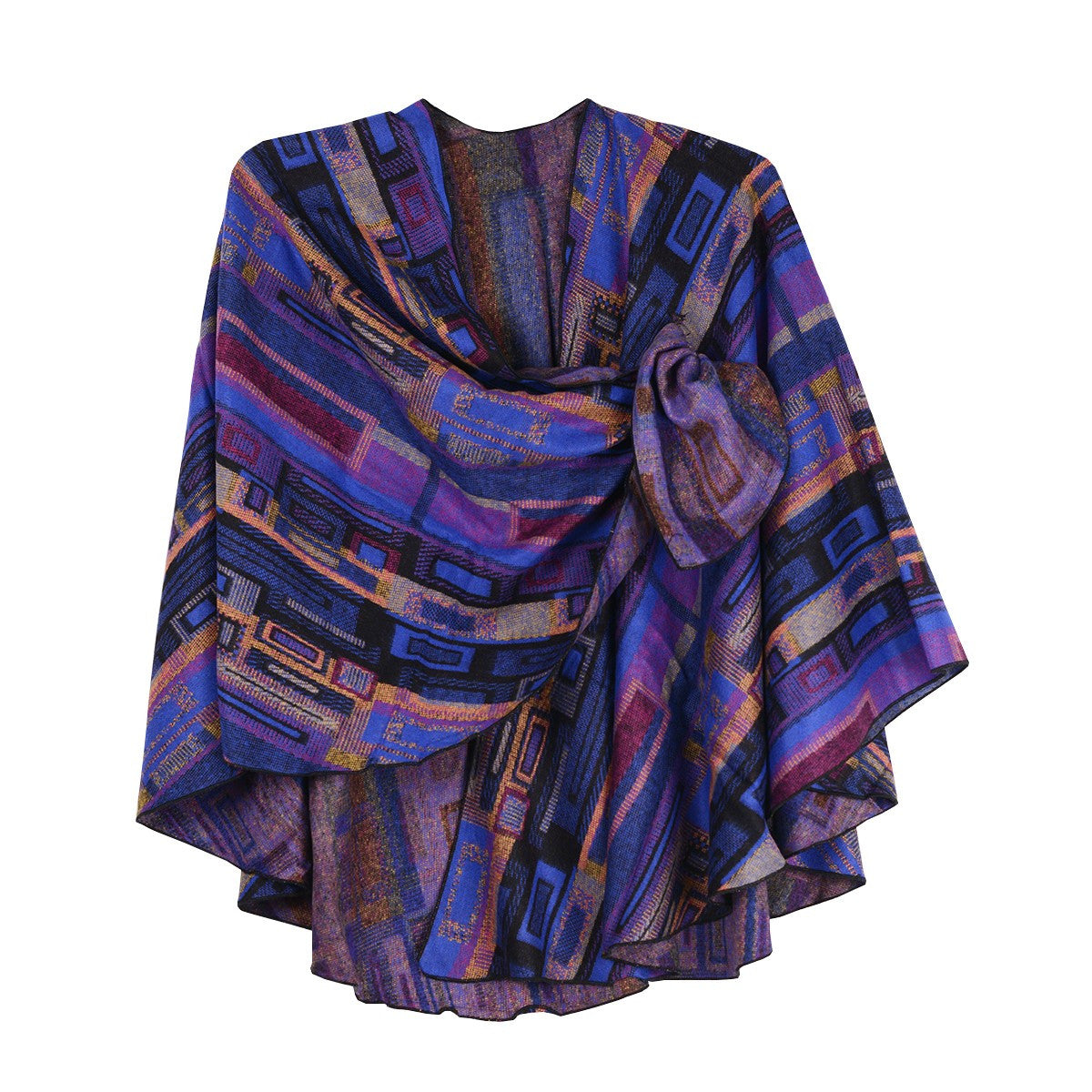 Rapti 100% Cashmere Rectangle Stripes Reversible Loop Shawl (#10) PURP/ROY