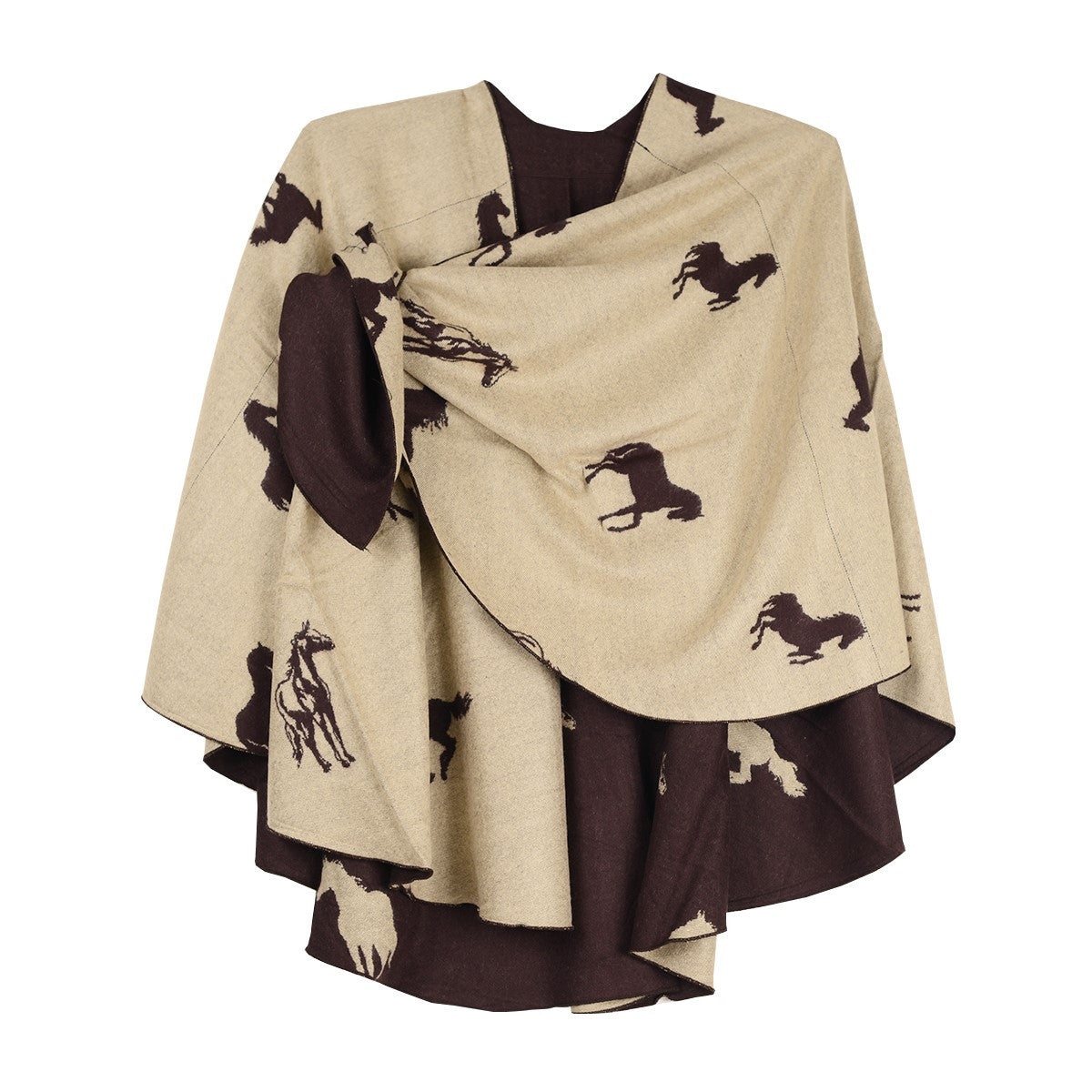 Rapti 100% Cashmere Horse Print Reversible Loop Shawl (#144)