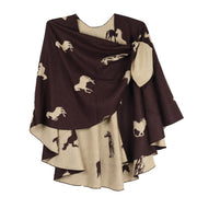 Rapti 100% Cashmere Horse Print Reversible Loop Shawl (#144)