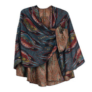 Rapti 100% Cashmere  Reversible Loop Shawl (#27) DEEPTEAL/CAMEL
