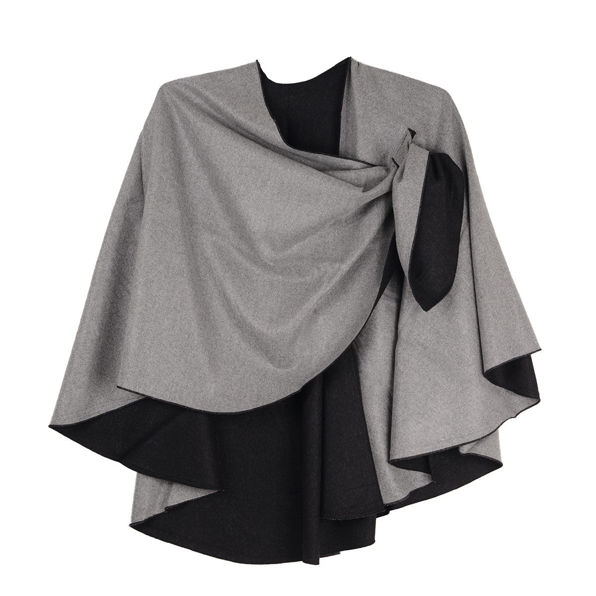 Rapti 100% Cashmere Solid Black/Grey Reversible Loop Shawl