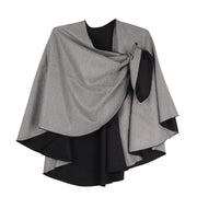 Rapti 100% Cashmere Solid Black/Grey Reversible Loop Shawl