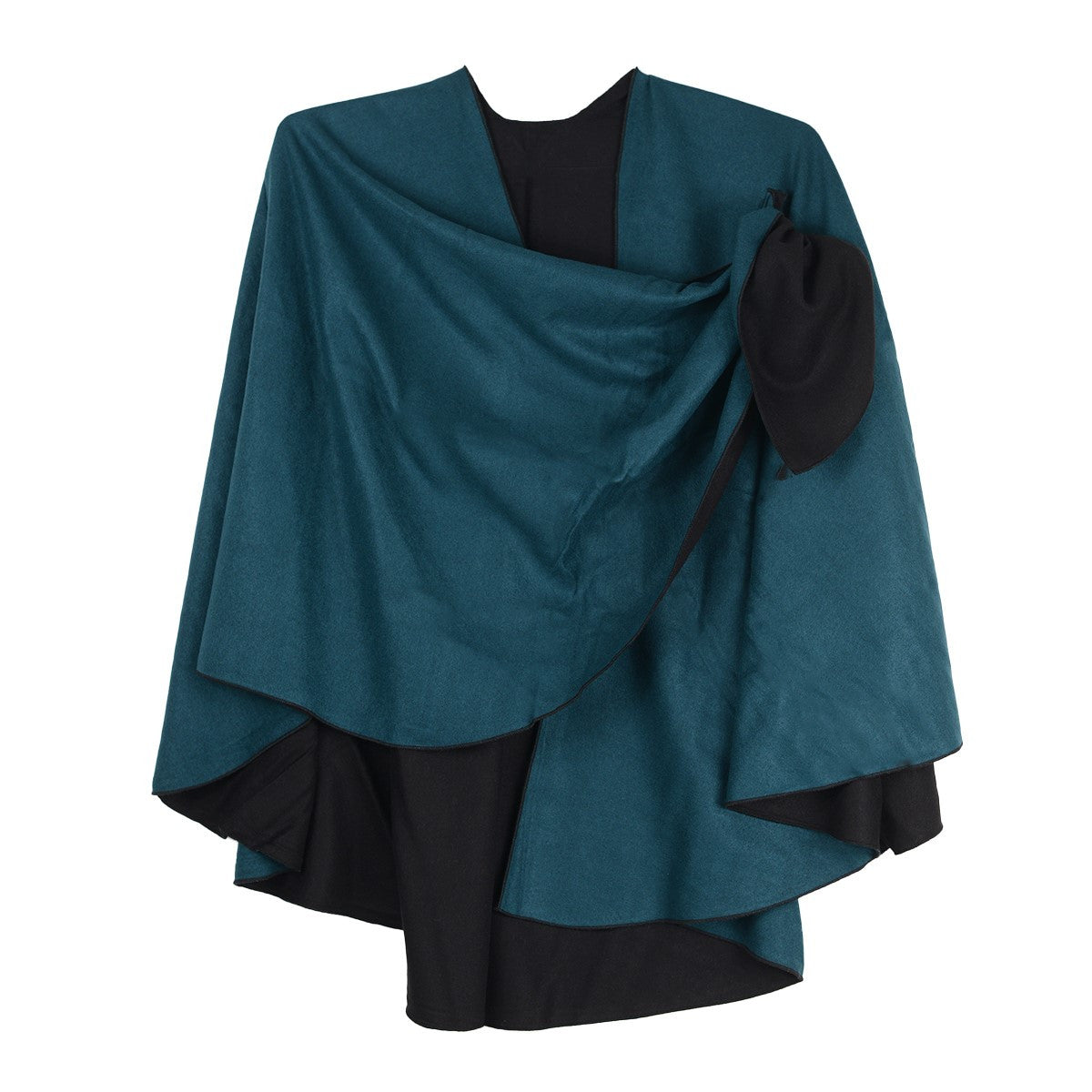 Rapti 100% Cashmere Solid Reversible Loop Shawl (TEAL/BLK)