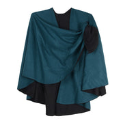 Rapti 100% Cashmere Solid Reversible Loop Shawl (TEAL/BLK)