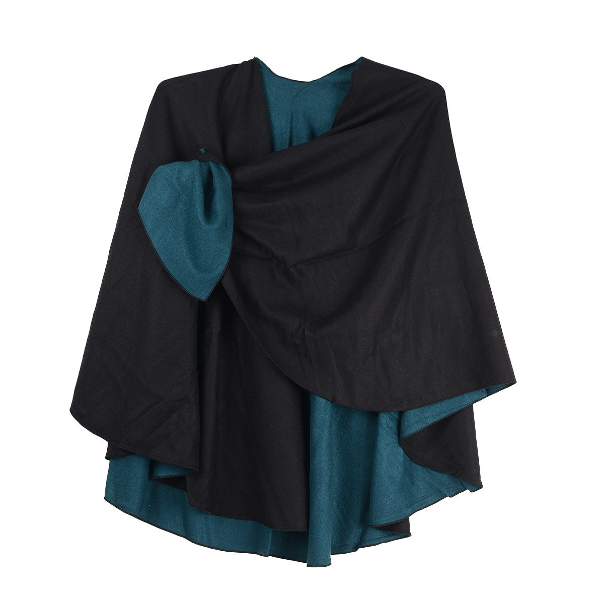 Rapti 100% Cashmere Solid Reversible Loop Shawl (TEAL/BLK)