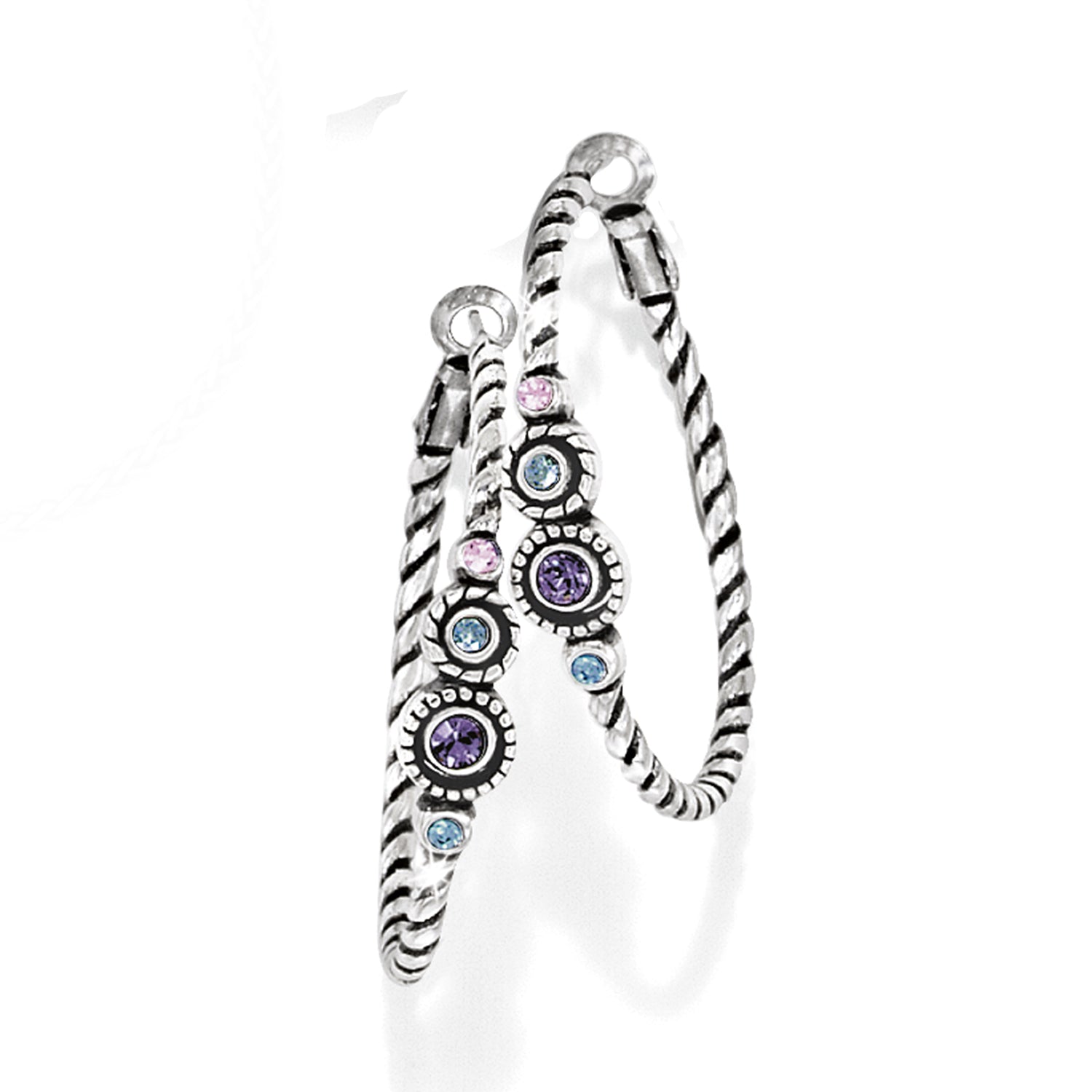 Brighton Halo Hoop Earrings (JE7642)(Silver-Tanzanite)
