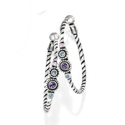 Brighton Halo Hoop Earrings (JE7642)(Silver-Tanzanite)