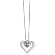 Brighton Alcazar Duet Heart Necklace (JM5271)(Silver)
