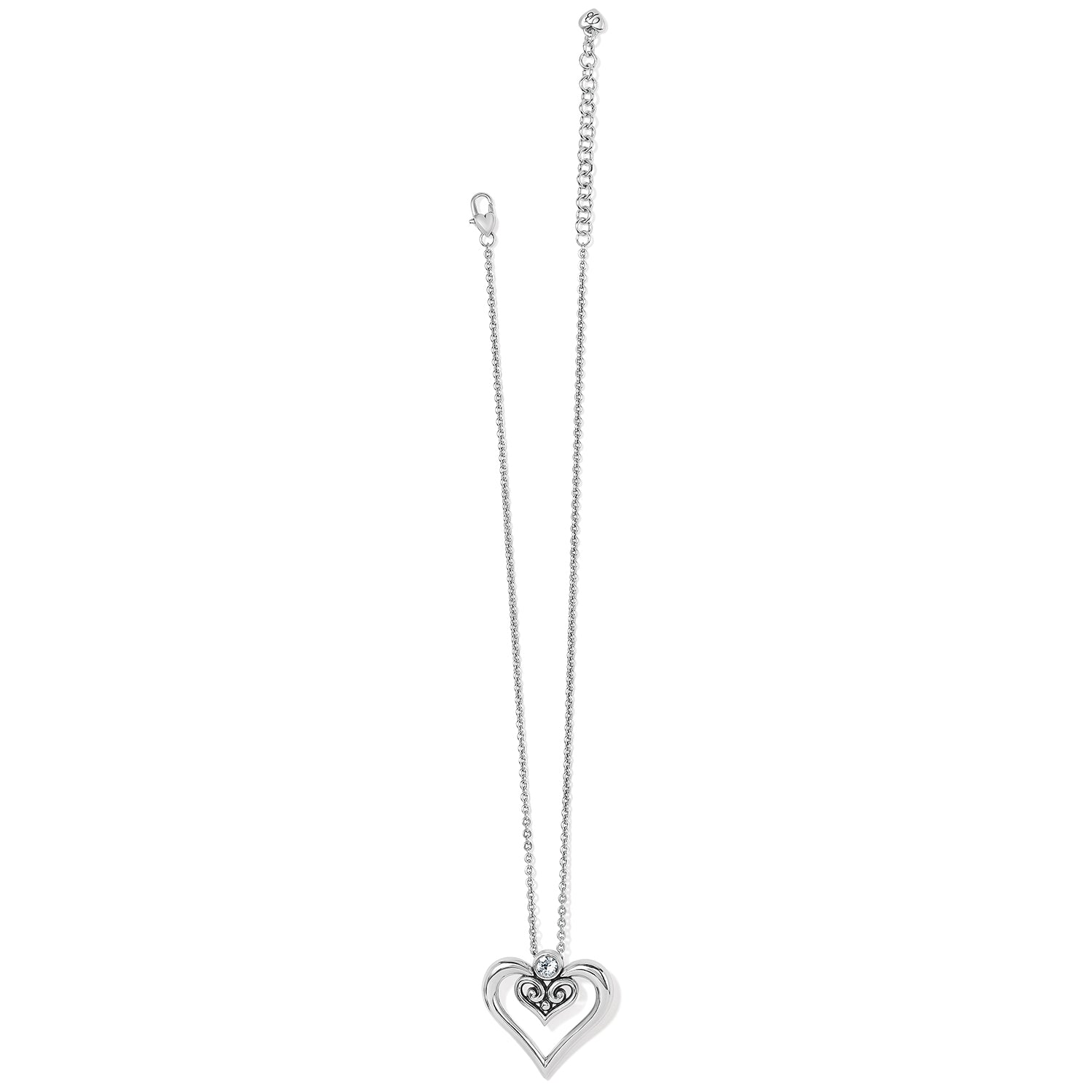 Brighton Alcazar Duet Heart Necklace (JM5271)(Silver)