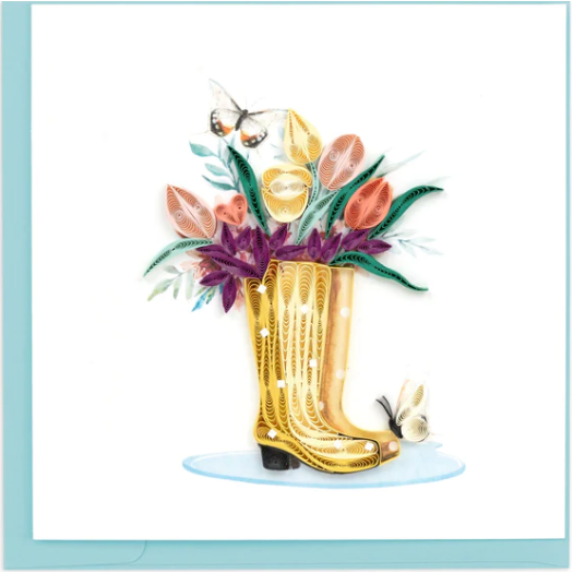 Rain Boot Bouquet Quilling Card (BL1372)