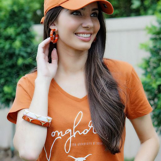 Texas Longhorn Resin Hoop Earrings (BO) (246090-TEX)