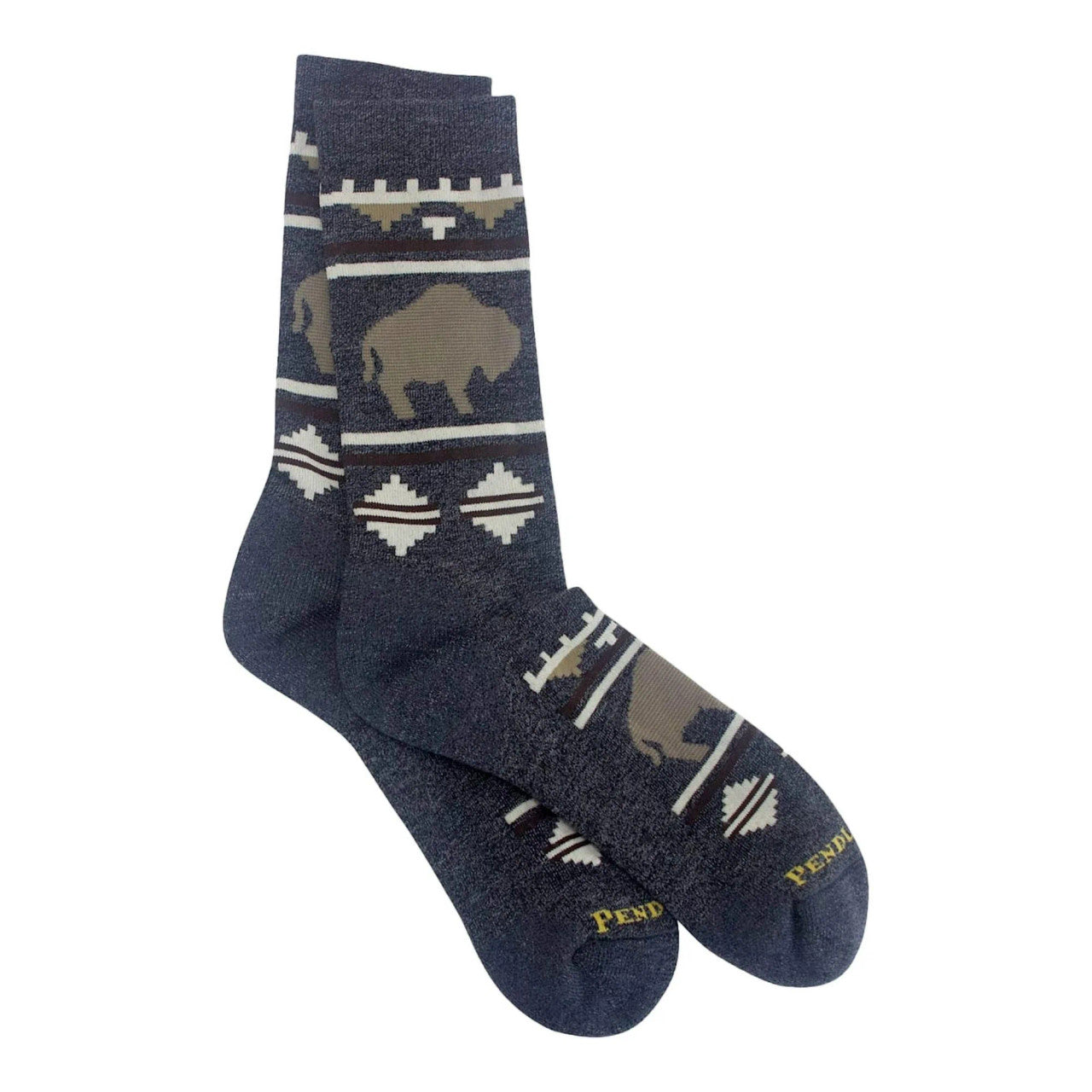 Pendleton Roaming Bison Wool Blend Charcoal Crew Socks