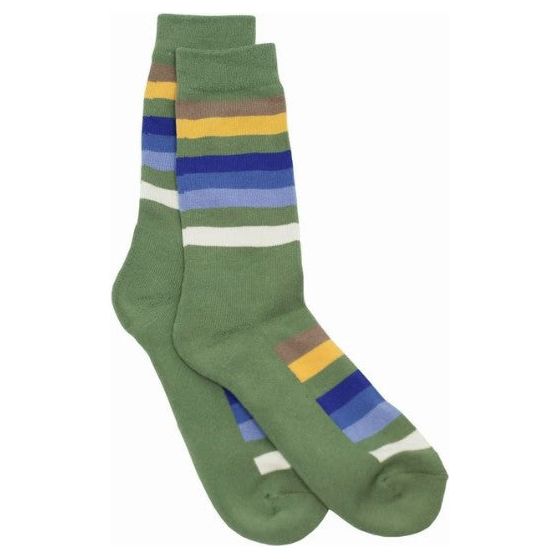 Pendleton Rocky Mountain Stripe Cotton Blend Green Crew Socks