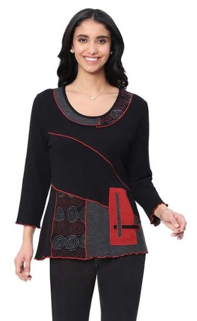 Parsley & Sage Rooney Fancy Top (BLK/RED)