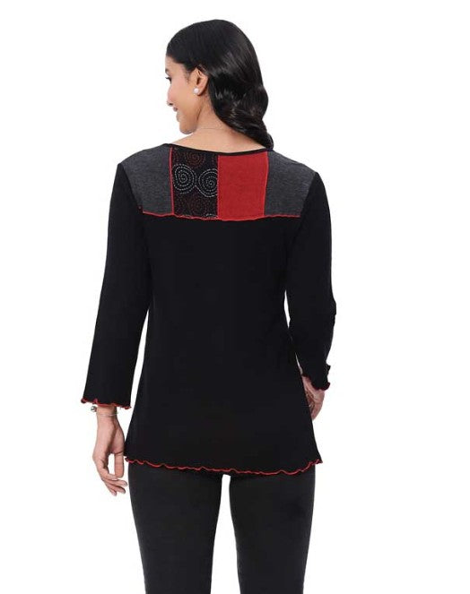 Parsley & Sage Rooney Fancy Top (BLK/RED)
