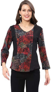 Parsley & Sage Rose Panel Button Top (BLK/RED)