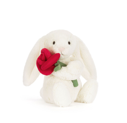 Jellycat Bashful Cream Bunny With Rose