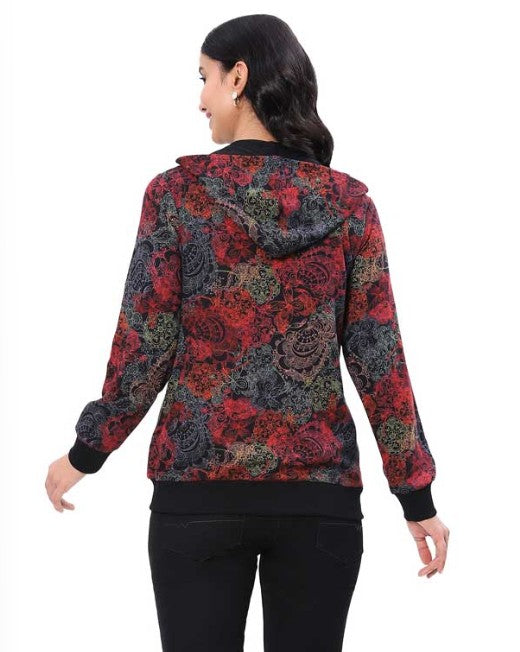 Parsley & Sage Rose Zip Front Hoodie Jacket (RED/BLK)