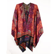 Rapti 100% Cashmere Reversible Ruana #18 CORAL/PNK/CRAN