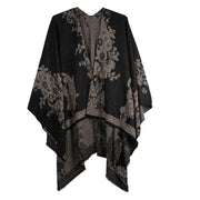 Rapti 100% Cashmere Reversible Ruana (#20) BLK/TAN