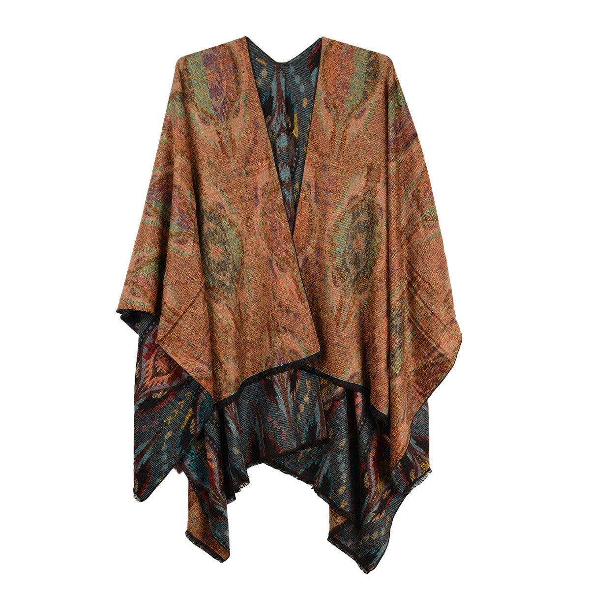 Rapti 100% Cashmere Reversible Ruana #33 DEEP TEAL/GOLD
