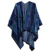Rapti 100% Cashmere Reversible Ruana (#42) BLUES