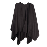 Rapti 100% Cashmere Solid Black Ruana
