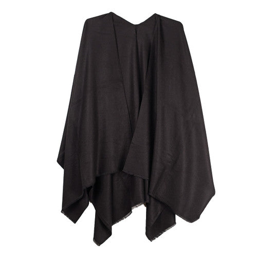 Rapti 100% Cashmere Solid Black Ruana