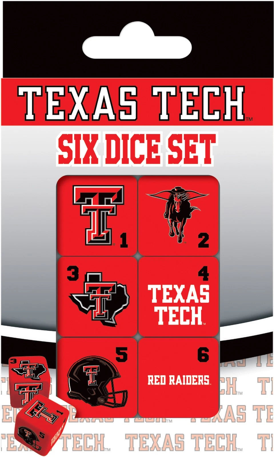 Texas Tech Six Dice Set