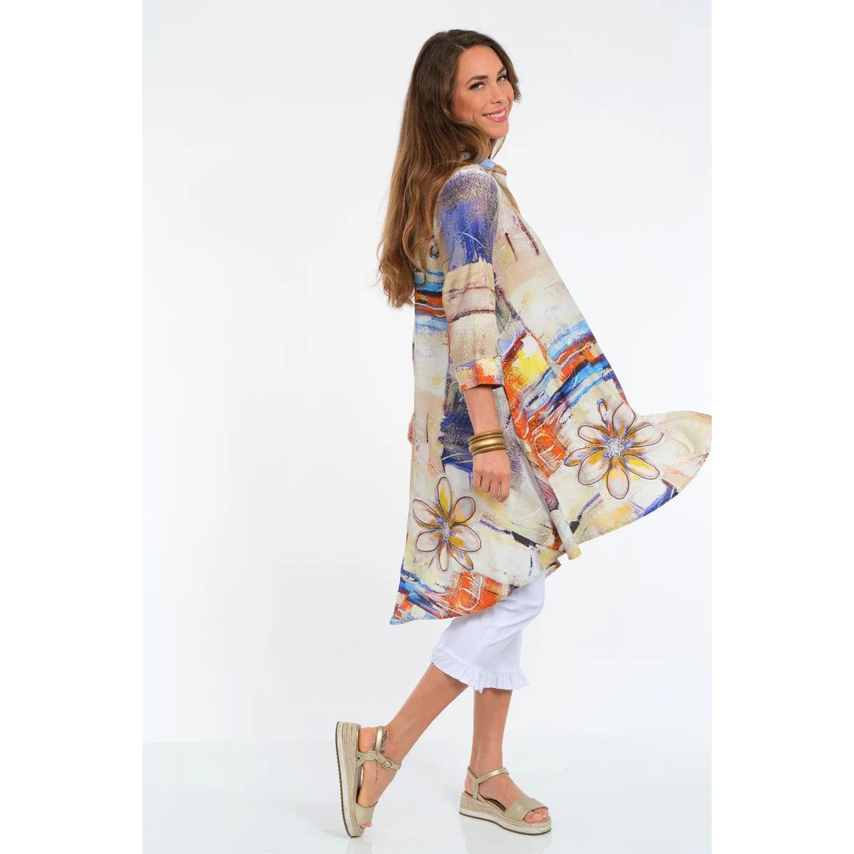 Lior Boyfriend Long Swing Shirt/Dress (Watercolor)