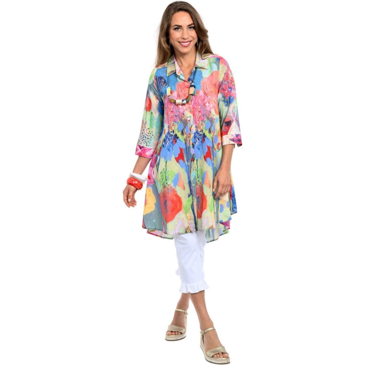 Lior Floral Celebration Boyfriend Long Swing Shirt