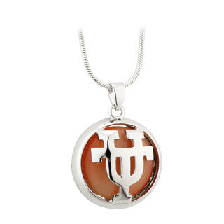 Rhodium Cat Eye Round UT Pendant (S45696)