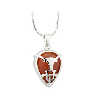Rhodium Cat Eye Longhorn UT Pendant (S45697)