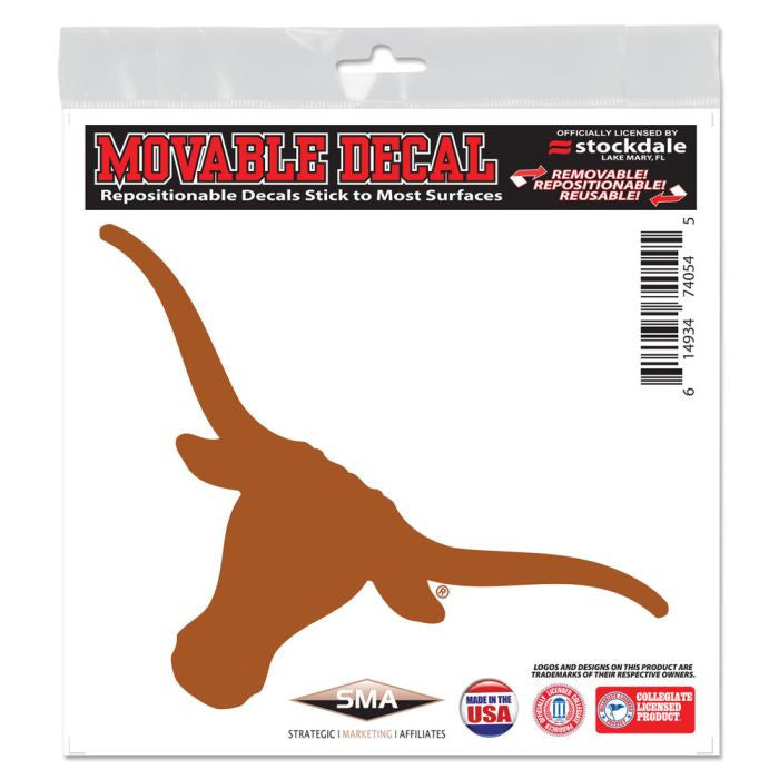 Texas Longhorn 6 x 6 Single Logo Moveable Decal (F0696823)