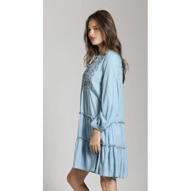 APNY Smocked Tiered Tencel Dress