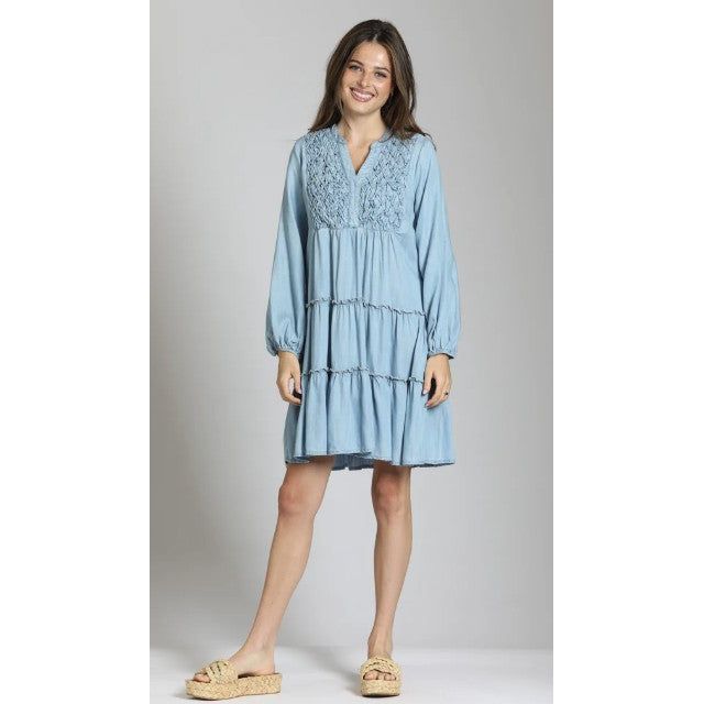 APNY Smocked Tiered Tencel Dress