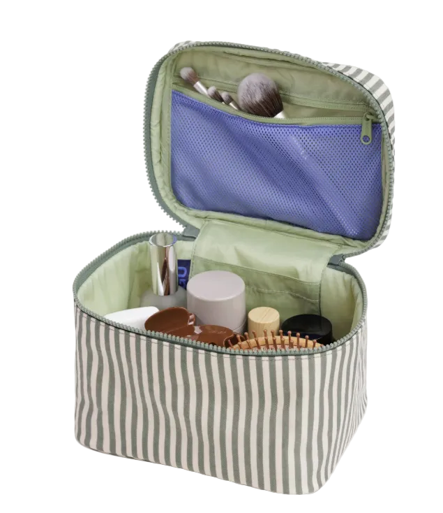 Baggu Large Cosmetic Case - Sage Stripe