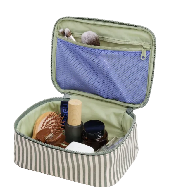 Baggu Small Cosmetic Case - Sage Stripe