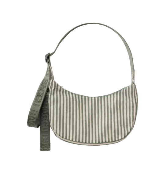 Baggu Small Nylon Crescent Bag - Sage Stripe