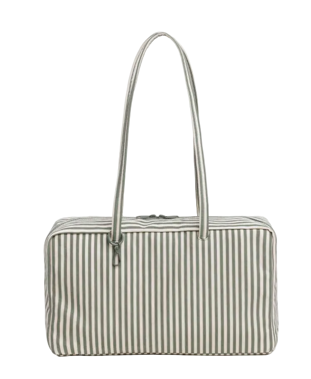 Baggu Medium Nylon Bowler Bag - Sage Stripe