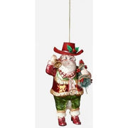 One Hundred 80 Degrees Red Hat Cowboy Santa Glass Ornament (T1114)