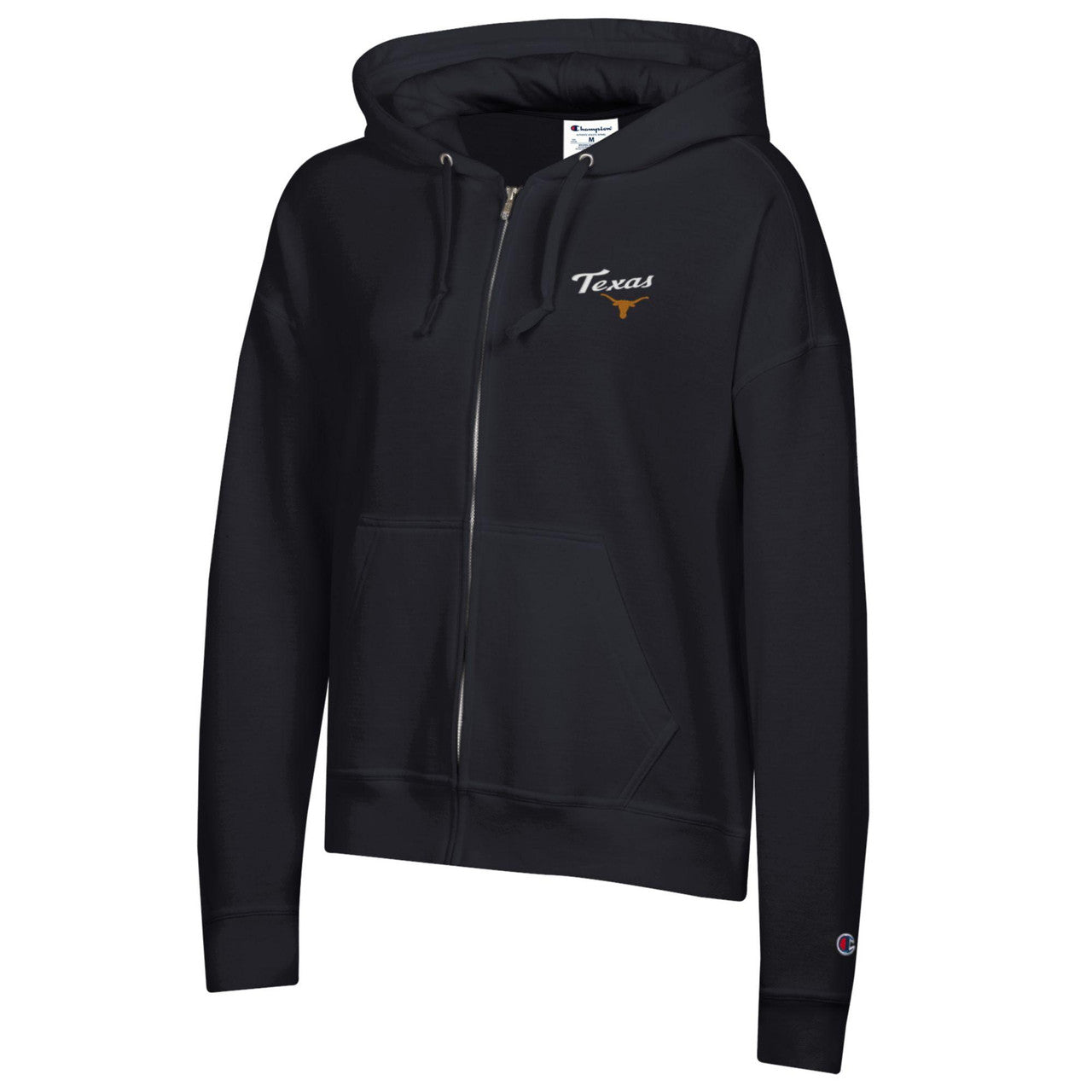 Texas Longhorn Ladies' Full Zip TEXAS Logo Hoodie (BLK)