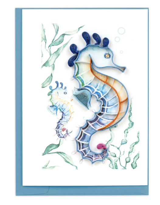 Colorful Seahorse Quilling Enclosure Mini Card