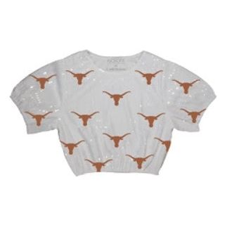 Texas Longhorn Sequin Repeater Crop Top