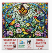 Stained Glass Songbirds & Butterflies 1000 Piece Puzzle