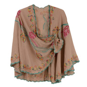Rapti Embroidered Cotton Loop Shawl (#7) (British Khaki)