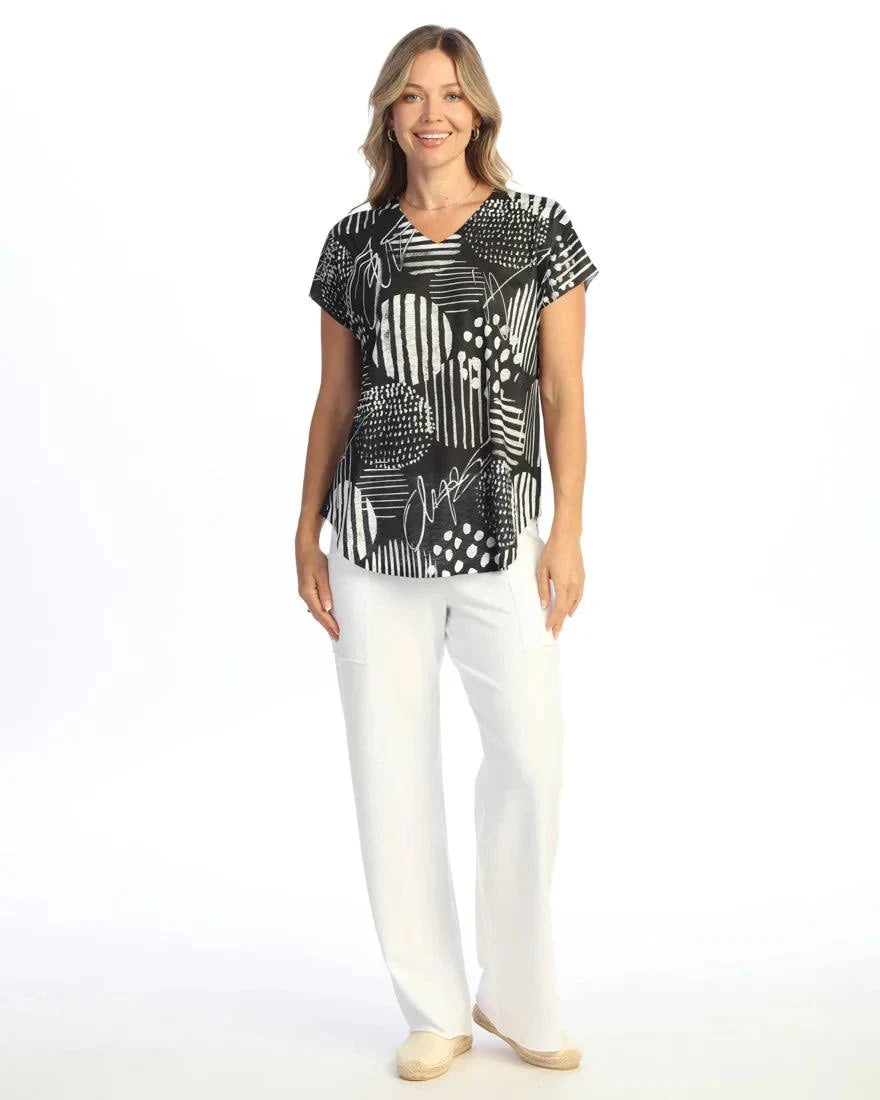 Jess & Jane Zippy  Short Sleeve V-Neck Tunic (60-2198)