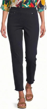 Multiples Pull-on 5 Pocket Fringe Hem Ankle Pant (M35714PM) (Midnight )