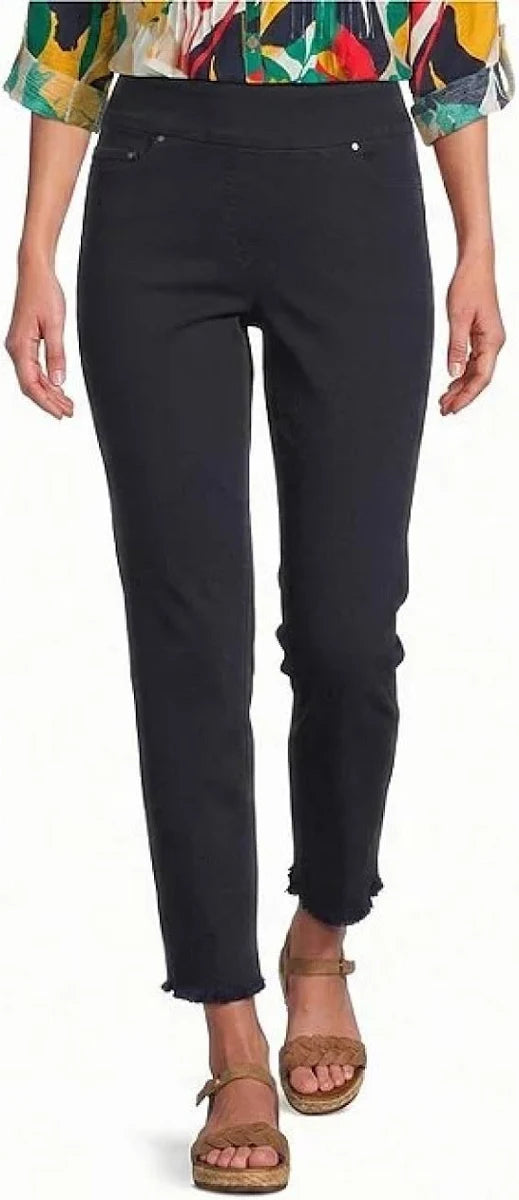 Multiples Pull-on 5 Pocket Fringe Hem Ankle Pant (M35714PM) (Midnight )